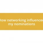 How networking influenced my nominations